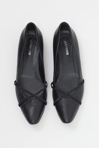 Jil Sander Black Leather Wedge Flat