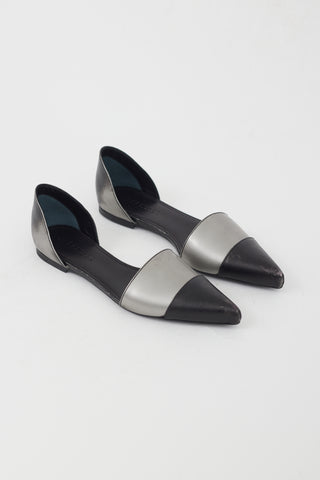 Jil Sander Black and Silver Leather D
Orsay Flat