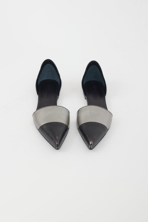 Jil Sander Black and Silver Leather D
Orsay Flat