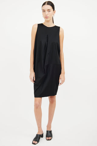 Jil Sander Black Inverted Pleat Dress