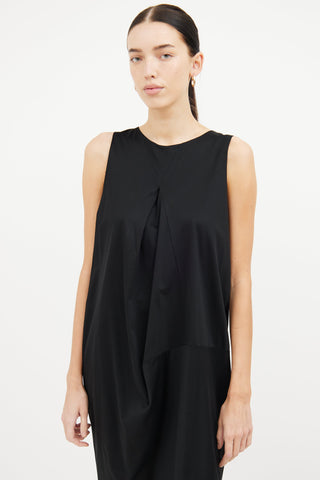 Jil Sander Black Inverted Pleat Dress