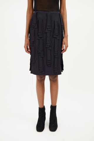 Jil Sander Navy Fringe Skirt