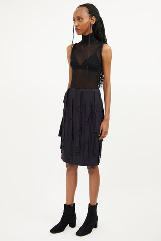 Jil Sander Navy Fringe Skirt