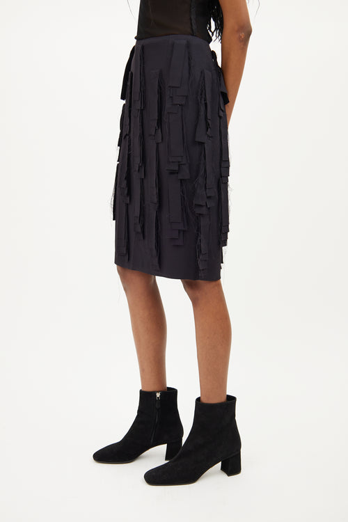 Jil Sander Navy Fringe Skirt