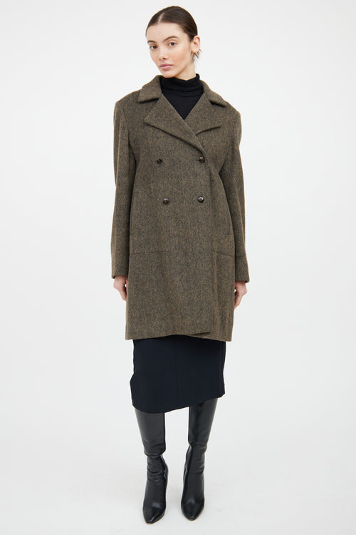 Jil Sander Brown Wool Double Breasted Coat