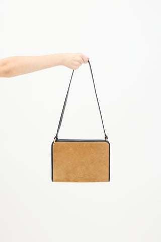 Beige 
Black Leather Binding Bag