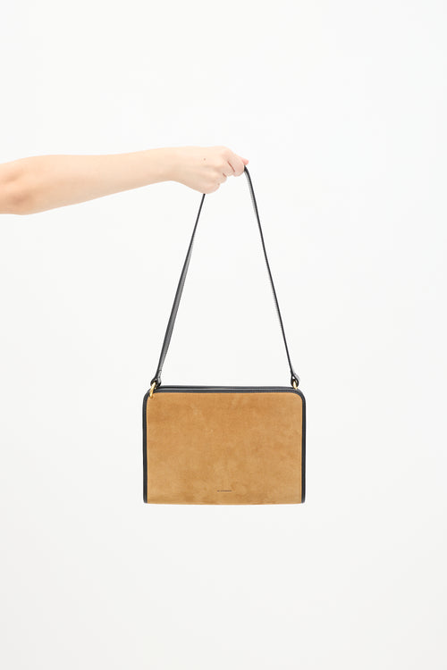 Beige 
Black Leather Binding Bag