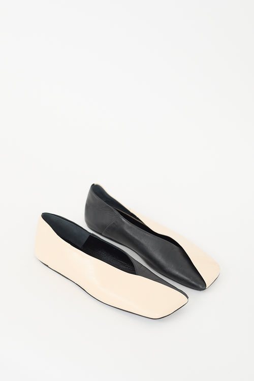 Jil Sander Cream 
Black Colour Block Ballet Flat