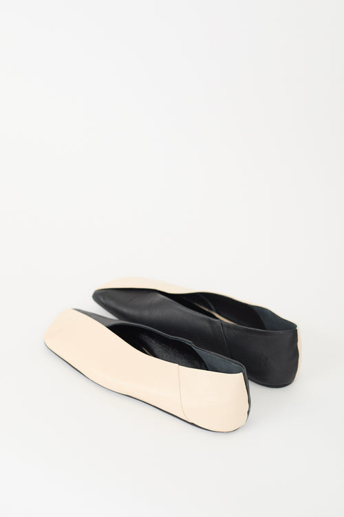 Jil Sander Cream 
Black Colour Block Ballet Flat