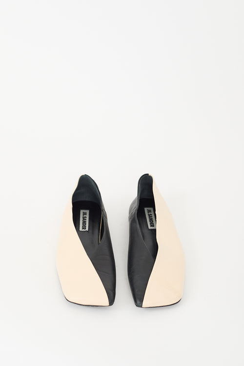 Jil Sander Cream 
Black Colour Block Ballet Flat