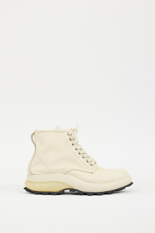 Jil Sander Cream Leather Lug Sole Boot