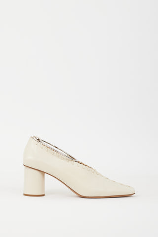 Jil Sander Cream Leather Whipstitch 
Anklet Heel