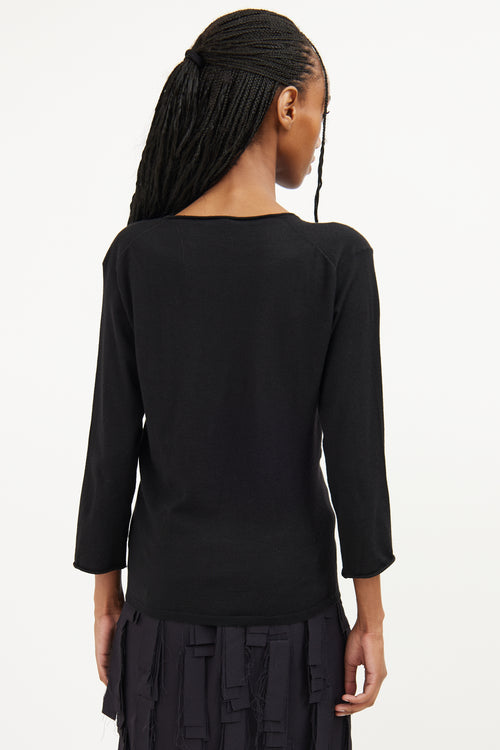 Jil Sander Black Crossover Cashmere Top