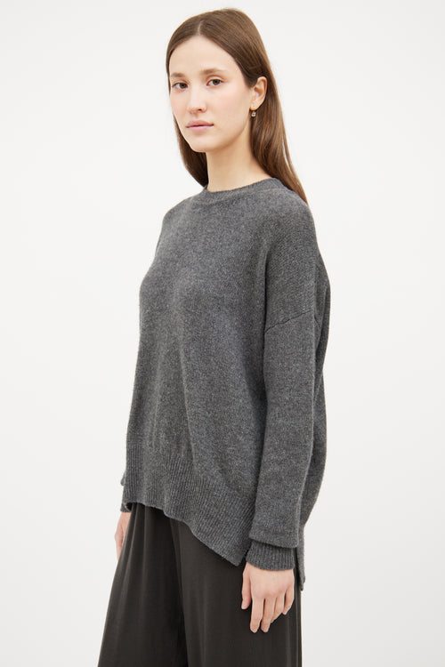 Dark Grey Cashmere Long Sleeve Sweater