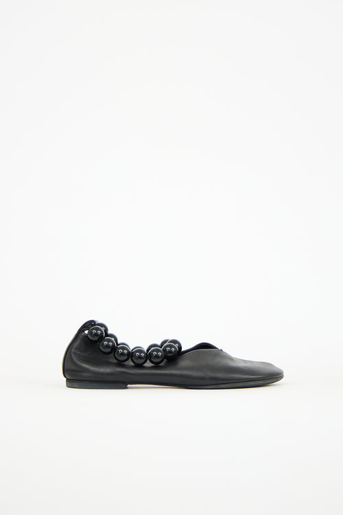 Jil Sander Leather Bead Ankle Ballet Flat