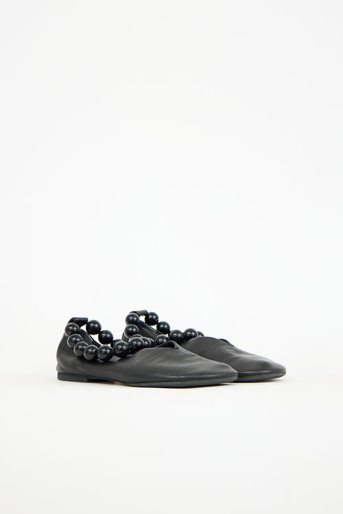 Jil Sander Leather Bead Ankle Ballet Flat