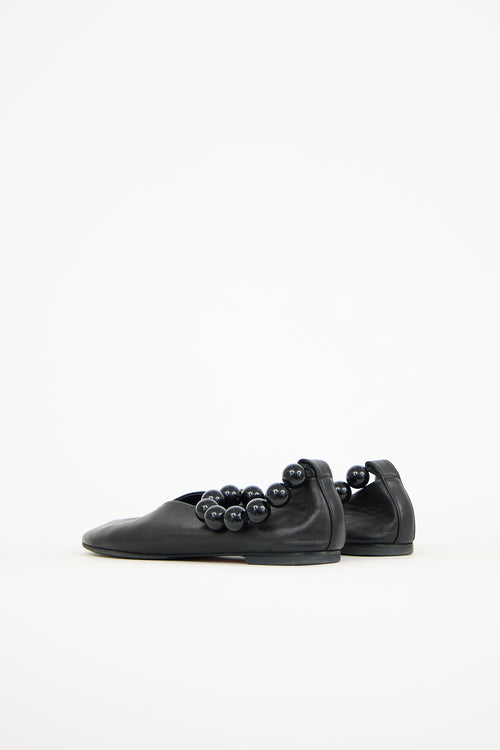 Jil Sander Leather Bead Ankle Ballet Flat