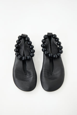 Jil Sander Leather Bead Ankle Ballet Flat