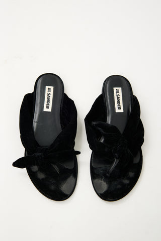 Jil Sander Velvet Bow Sandal