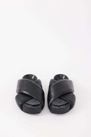 Jil Sander Black Padded Leather Platform Slide