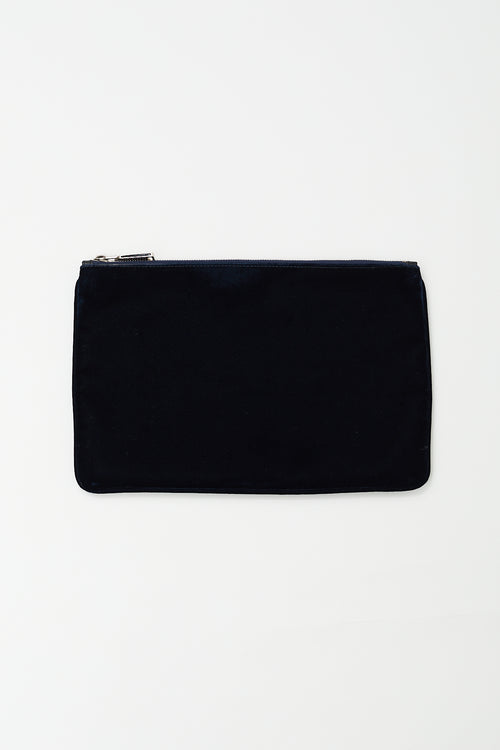 Jil Sander Navy Velvet Zip Pouch