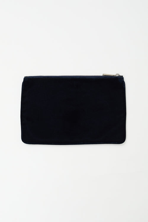 Jil Sander Navy Velvet Zip Pouch