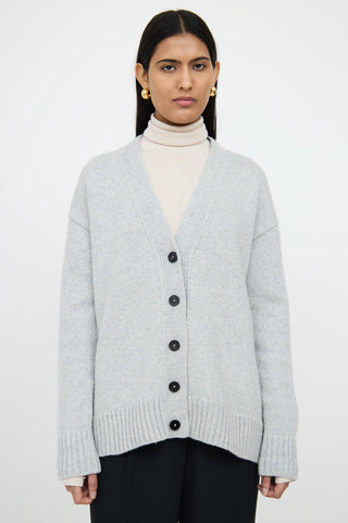 Jil SanderGrey Blue Cashmere Button Cardigan