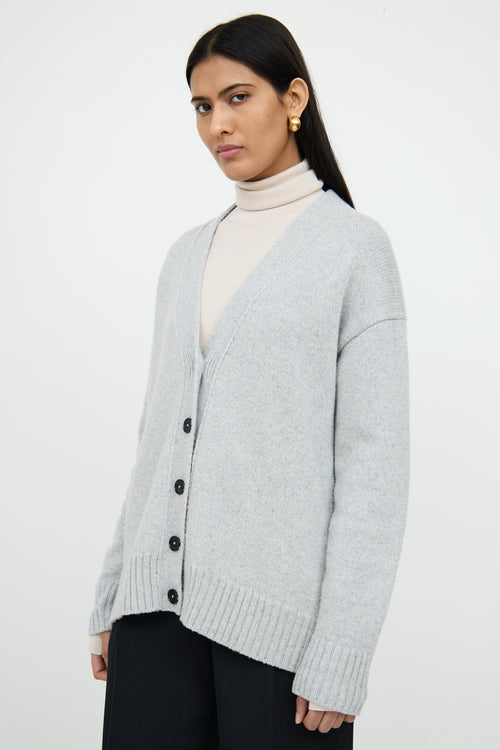 Jil SanderGrey Blue Cashmere Button Cardigan