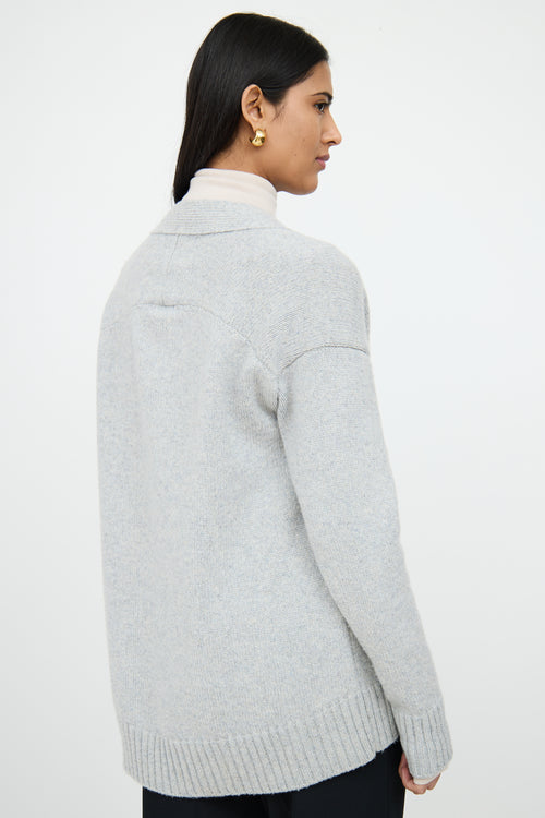 Jil SanderGrey Blue Cashmere Button Cardigan