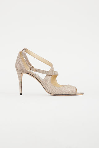 Jimmy Choo Beige Textured Leather Sandal