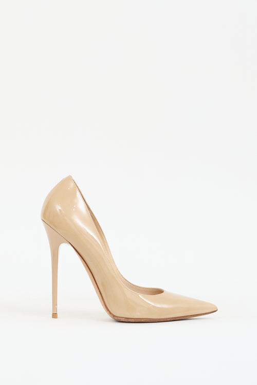 Jimmy Choo Beige Patent Romy Pointed Toe Pump