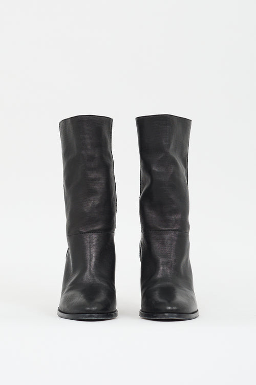 Jimmy Choo Black Embossed Leather Heeled Boot