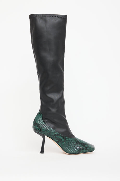 Jimmy Choo Black 
Green Leather Myka Boot