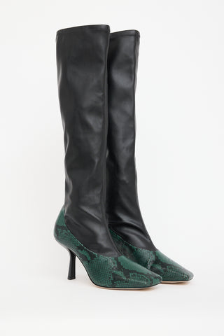 Jimmy Choo Black 
Green Leather Myka Boot