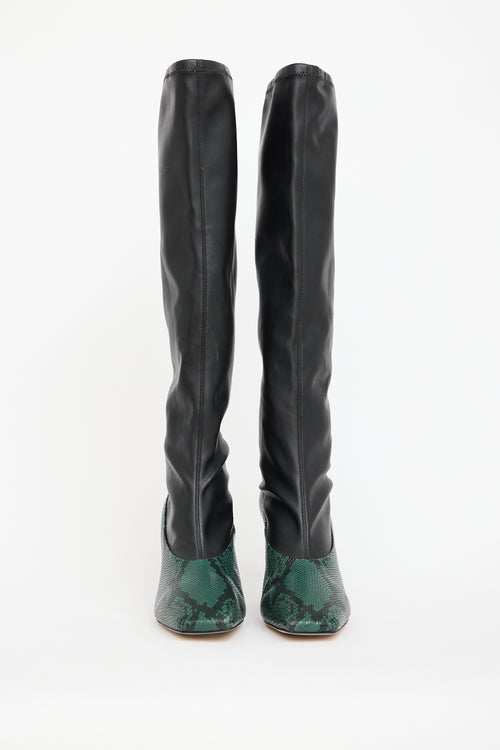 Jimmy Choo Black 
Green Leather Myka Boot