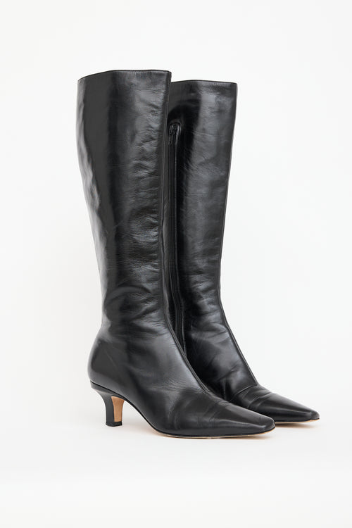 Jimmy Choo Black Leather Knee High Boot