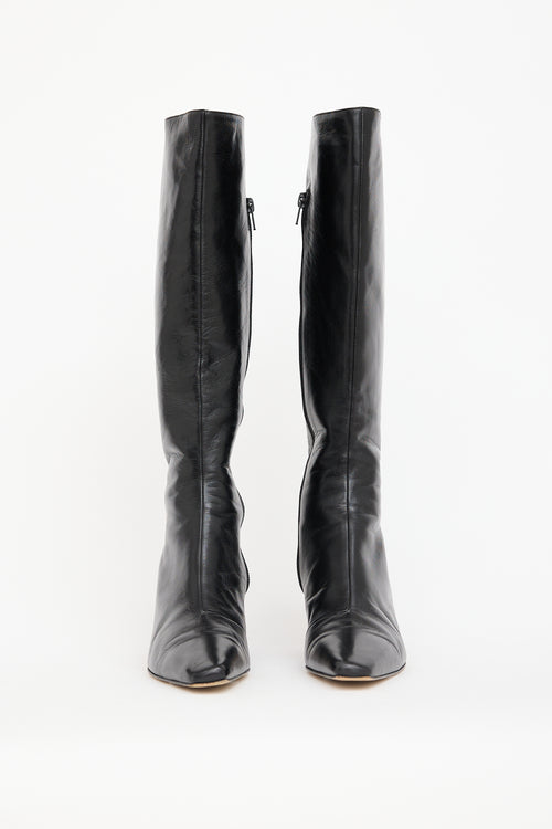 Jimmy Choo Black Leather Knee High Boot