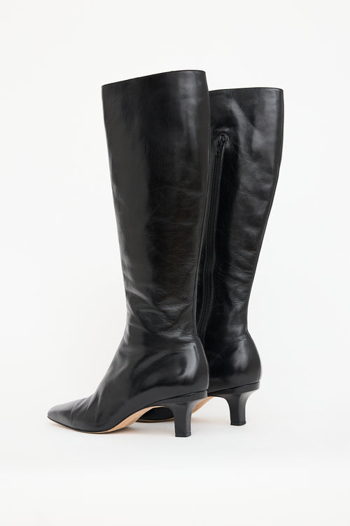 Jimmy Choo Black Leather Knee High Boot