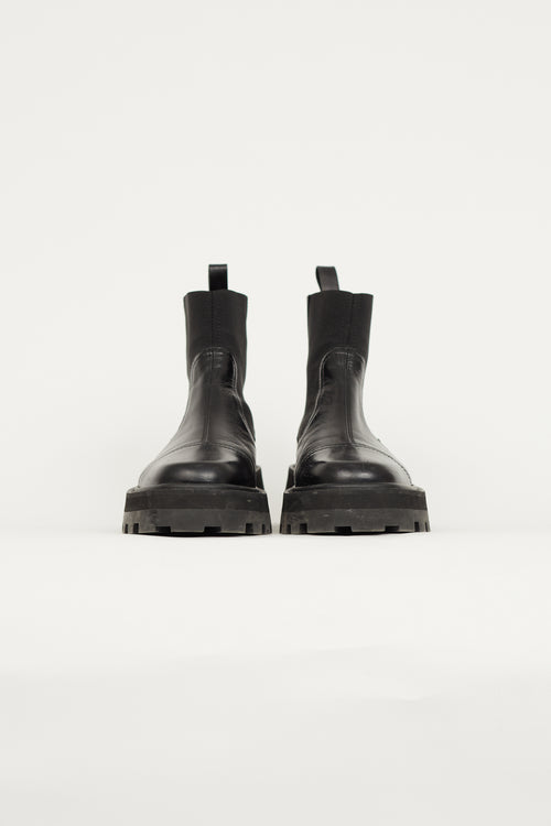 Jimmy Choo Black Leather Lug Sole Chelsea Boot