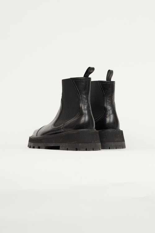 Jimmy Choo Black Leather Lug Sole Chelsea Boot