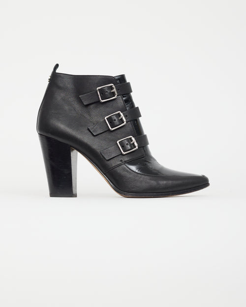 Jimmy Choo Black Leather Multi Strap Boot