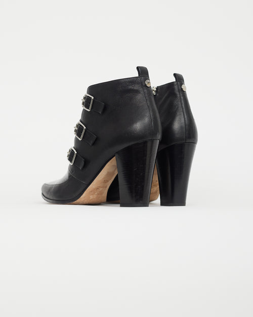 Jimmy Choo Black Leather Multi Strap Boot