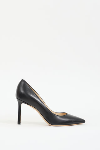 Jimmy Choo Black Leather Romy Pointed Toe Pump