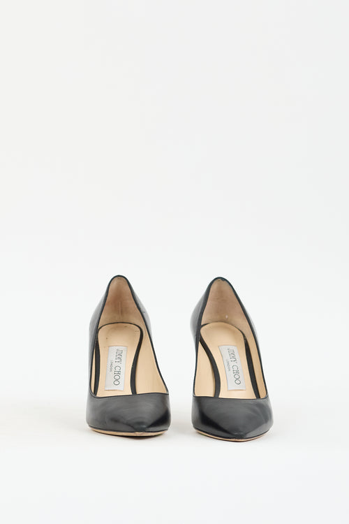 Jimmy Choo Black Leather Romy Pointed Toe Pump