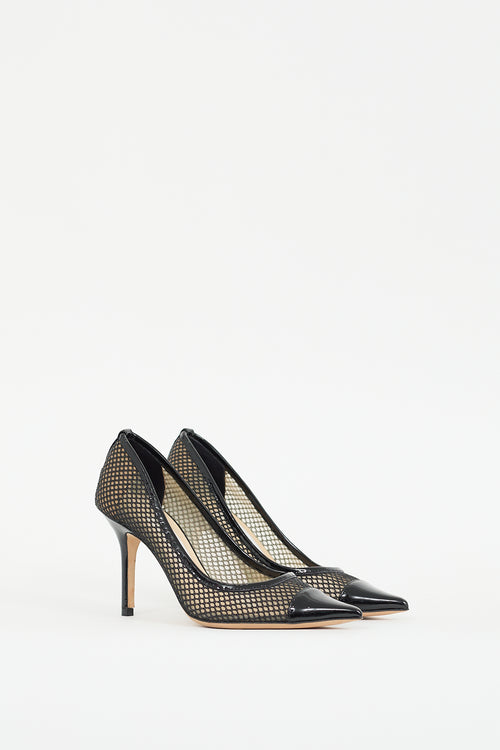 Christian Louboutin Black Leather 
Mesh Overlay Amika Pump