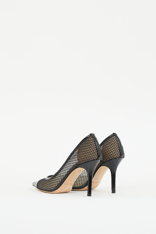 Christian Louboutin Black Leather 
Mesh Overlay Amika Pump