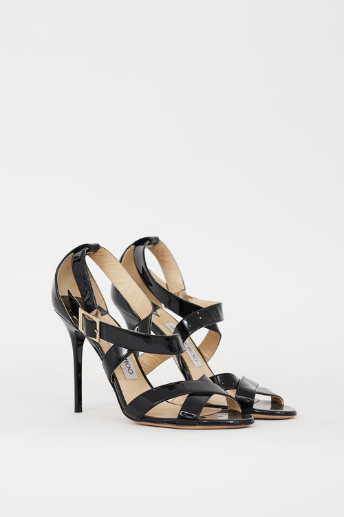 Jimmy Choo Black Patent Leather Lottie Strappy Heel