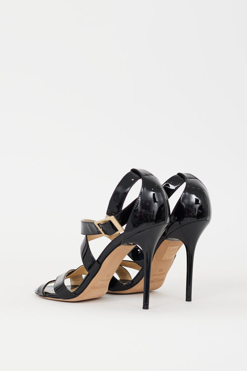 Jimmy Choo Black Patent Leather Lottie Strappy Heel