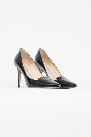 Jimmy Choo Black Patent Notch Heel