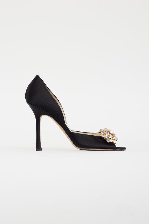 Jimmy Choo Black Satin D
orsay Crystal Heel